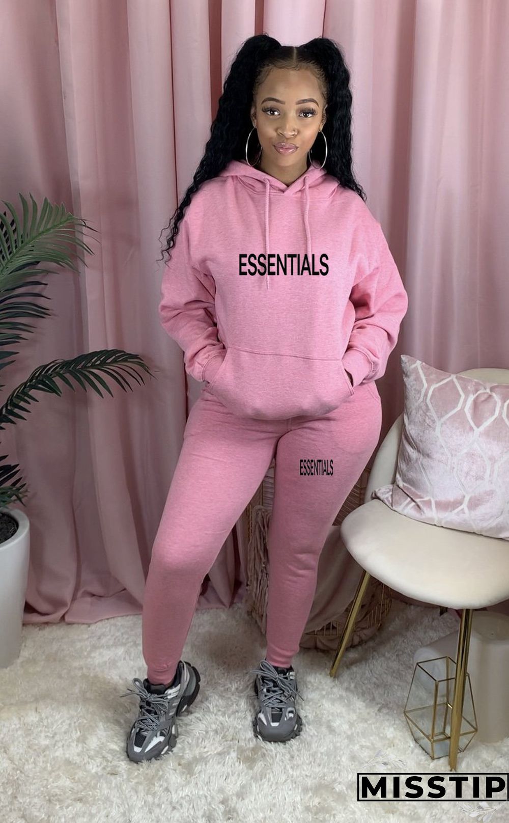 Winter Hooded Sweatshirt Skinny Pants Tracksuit