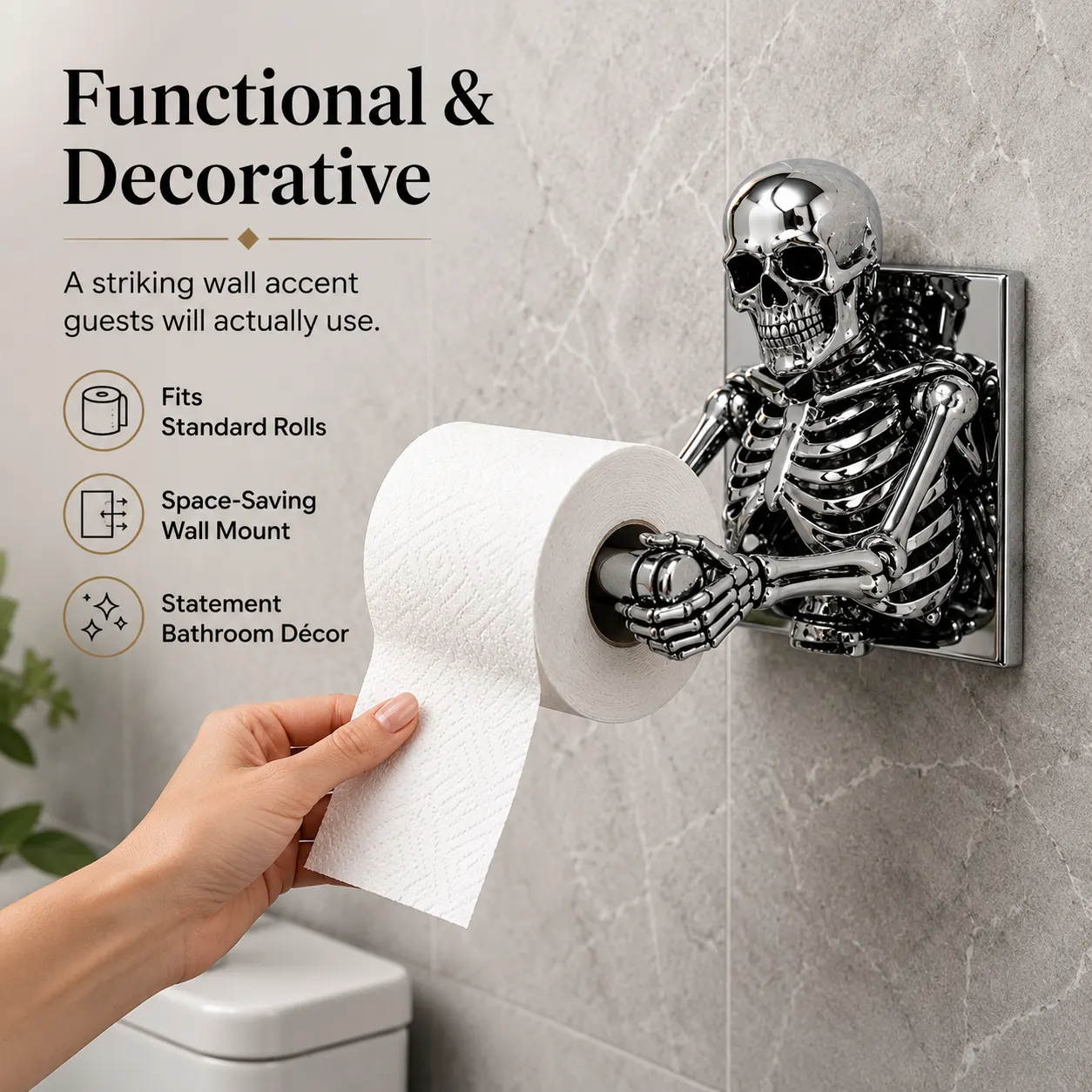 3D Skeleton Wall Mount Toilet Paper Holder