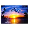 5D DIY Full Drill Diamond Painting Sunset Dolphin Cross Stitch Embroidery