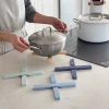 Cross-Shaped Magnetic Wooden Heat Insulation Pad Portable Pot Base Household Wooden Pot Pad