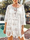 Gauze Crochet Half Sleeves Cover-Ups Tops