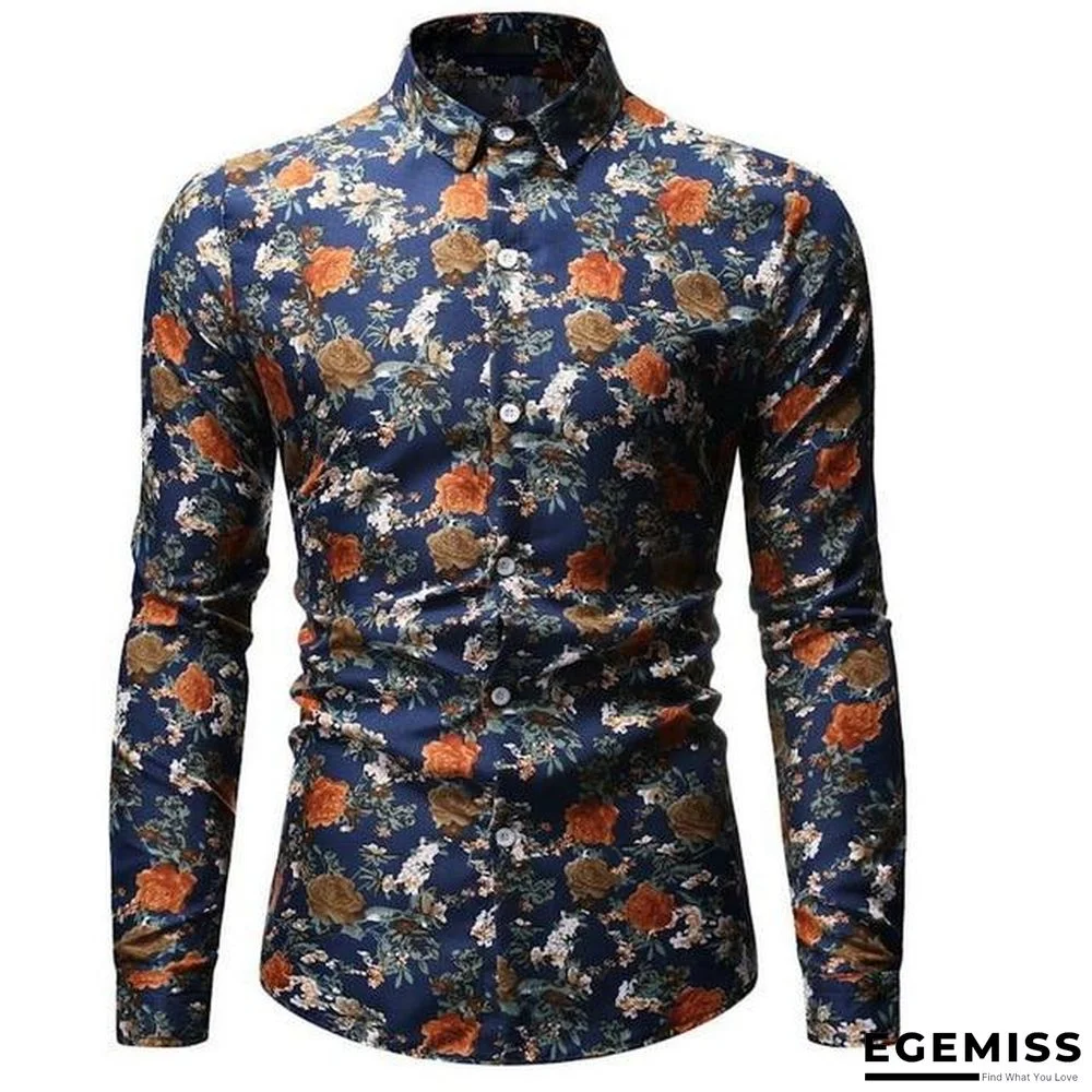 AliExpress wish Hong New style Foreign trade Men'S Wear fashion printed Fold-down collar Plus-sized men's long-sleeve shirt | EGEMISS