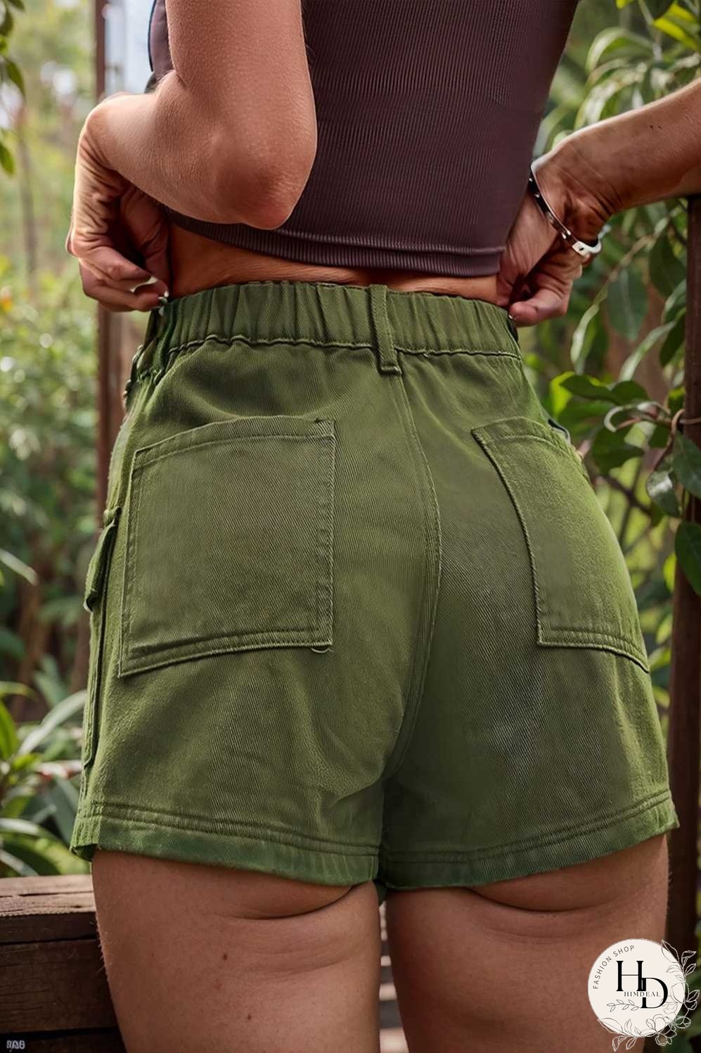 sexy button pocket denim cargo pants