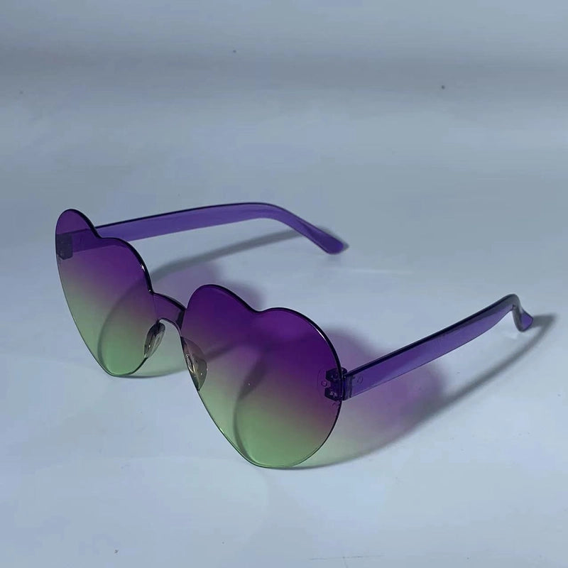 Transparent Jelly Color Love Sunglasses Men’s And Women’s Peach Heart Sunglasses Heart-shaped Conjoined Love Sunglasses