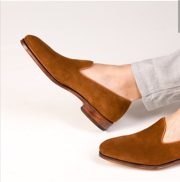 women brown slip on shoes