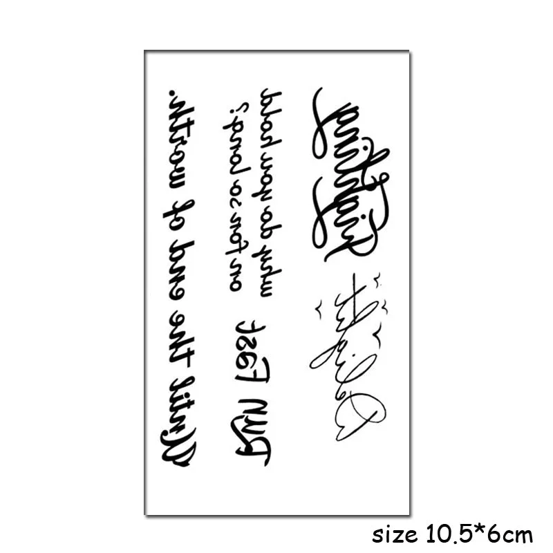 Temporary Tattoo Stickers Sexy Cross English Alphabet Line Fake Tatto Waterproof Tatoo Hand Leg Belly Small Size for Women Men
