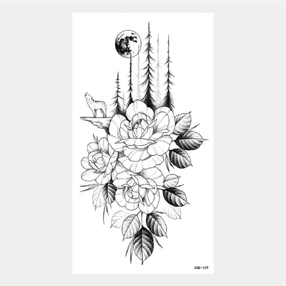 Sdrawing Tattoo Stickers Animal Tatoo Sticker Flying Dragon Wolf Head Tiger Dream Catcher Fake Tatto Body Art Makeup Stickers