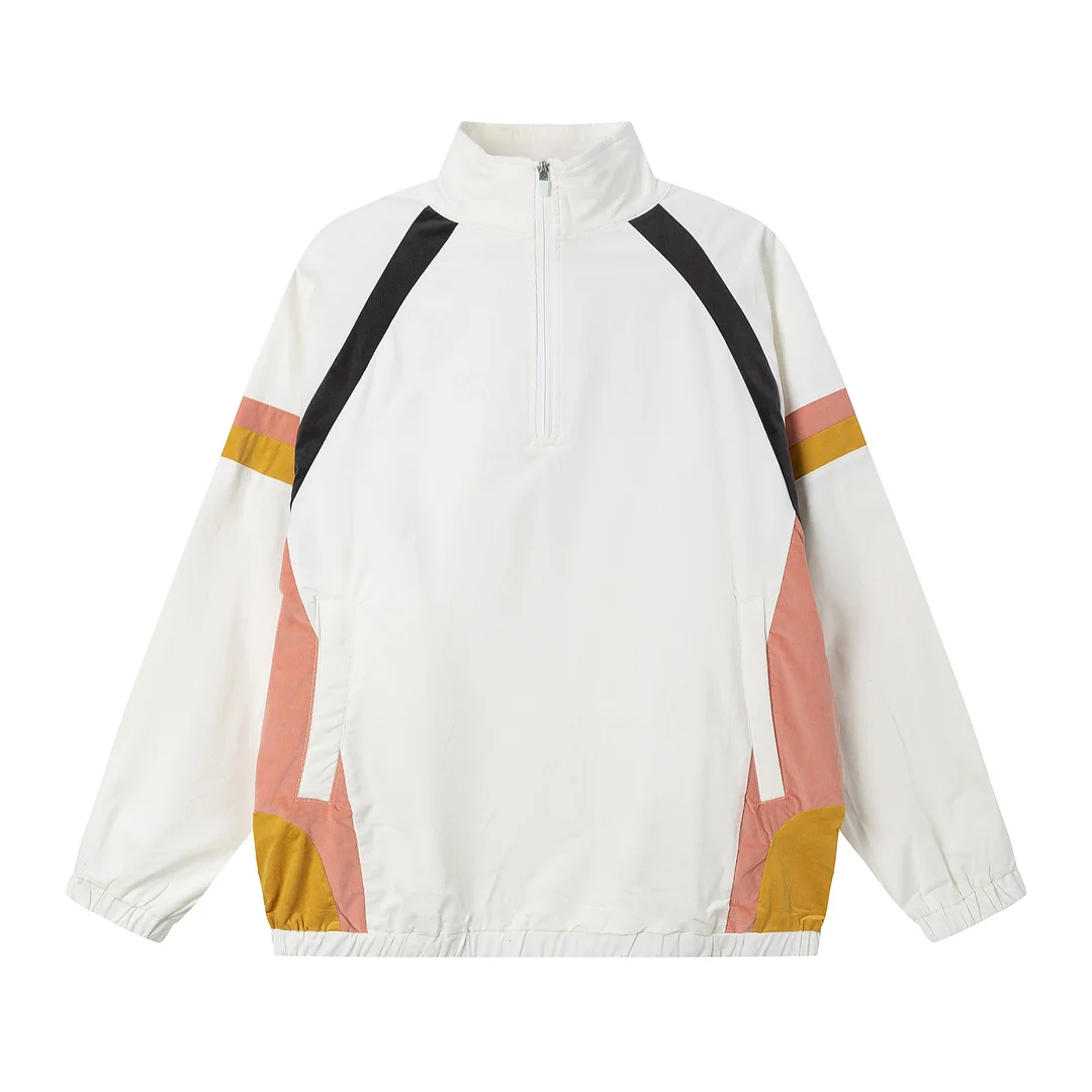 Stand collar color-block zipped jacket