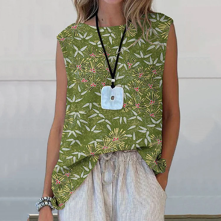 Lunivibe Japanese Art Print Sleeveless Casual Tank Top