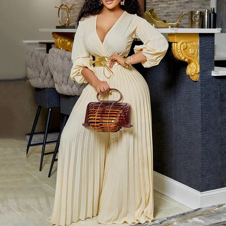 Oversized Jumpsuits and Rompers For Women Pink Pleated High Waisted Floor Length Elegant Evening Night Party Clothes Jumpsuits QueenFunky