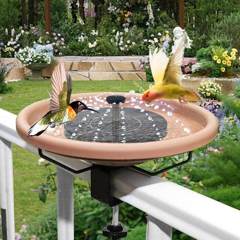 Bird Bath Railing Deck Mounted Bird Bath with Solar Fountain Balcony Railing Bird Feeder