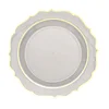 10 Pack | 10" Clear Plastic Dinner Plates Disposable Tableware Round With Gold Scalloped Rim