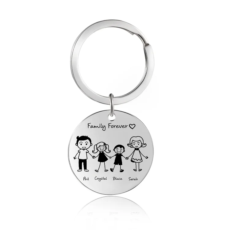 Personalisierte Familie-Schlüsselanhänger mit Gravur - Eine Tochter und Ein Sohn