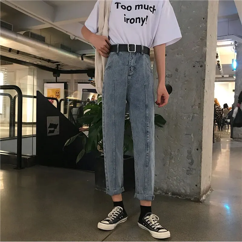 Jeans Women Pants 2019 Autumn High Waist Jean Femme Pantalon Trousers Streetwear Vintage Ankle-Length Fitness Harem Denim Pants