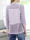 Vibrant V-Neck Crochet Cardigan - Elegant 3/4 Sleeve Mesh Slim Fit, Breathable, Casual, Comfortable, Women's Fashion Clothing for Daily Wear