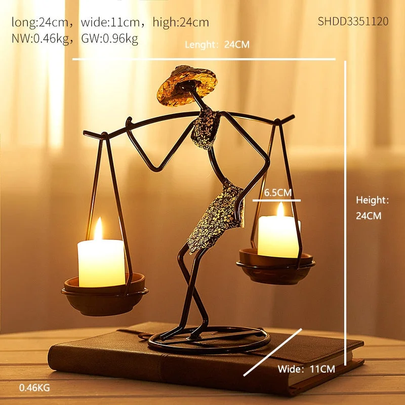 Retro Home Decoration Accessories Creative Candle Holder Iron Kitchen Restaurant Romantic Candlestick Halloween Bar desk decor