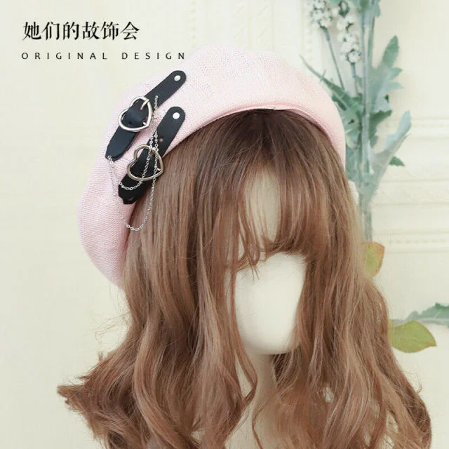 Harajuku Lolita Gothic Punk Black Heart Beret SP16628