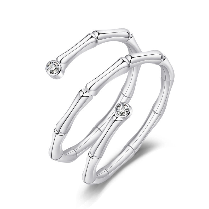 Minimalist Solid Color Copper Plating Inlay Artificial Diamond Rings 1 Piece