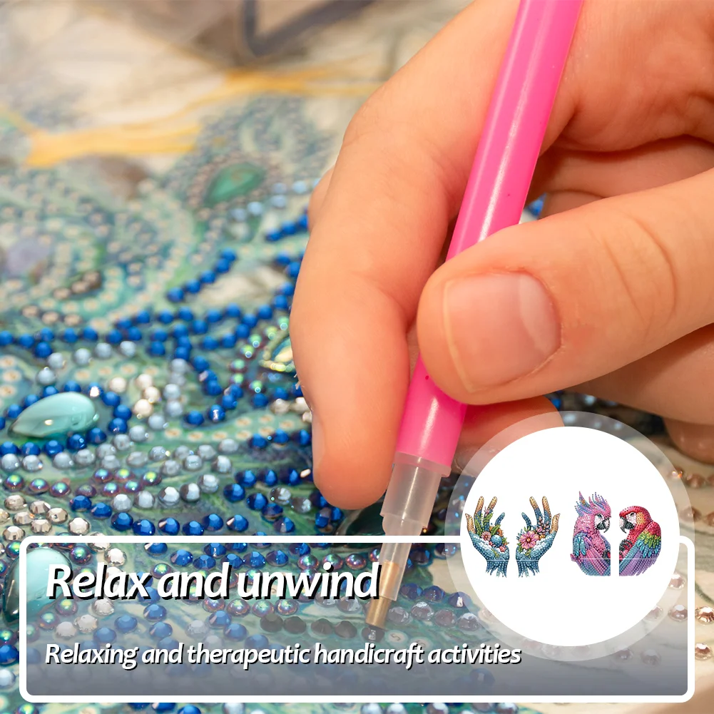 2pcs 2D Flat DIY Diamond Art Pendant DIY Home Decor Hanging Charm Decor (Parrot)