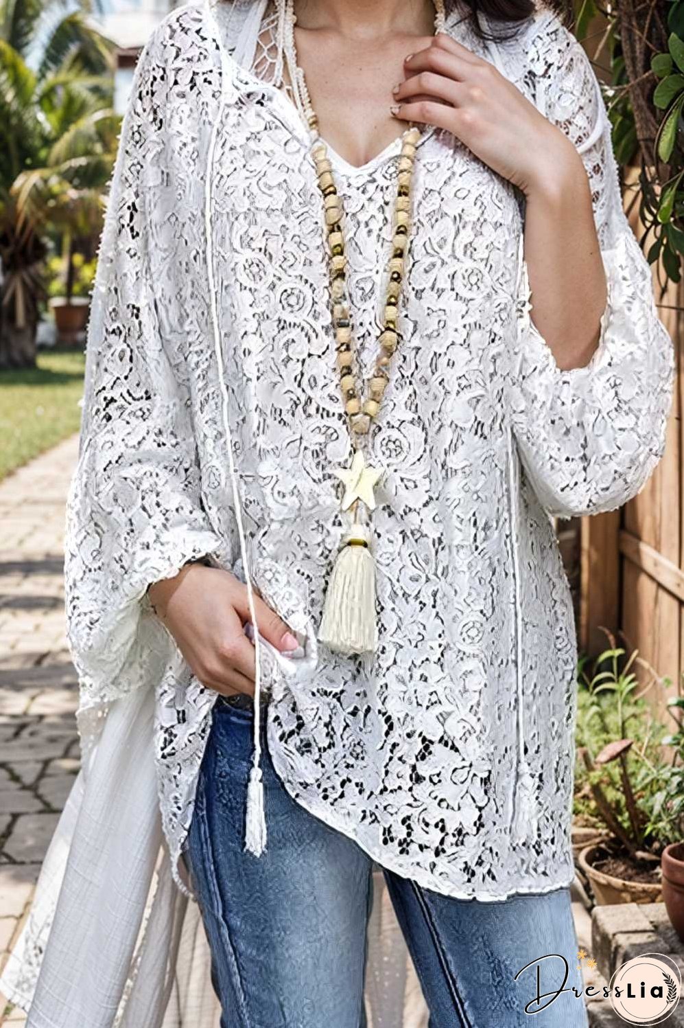 women s blouse white floral lace long sleeve daily vacation streetwear elegant casual v neck plus size l