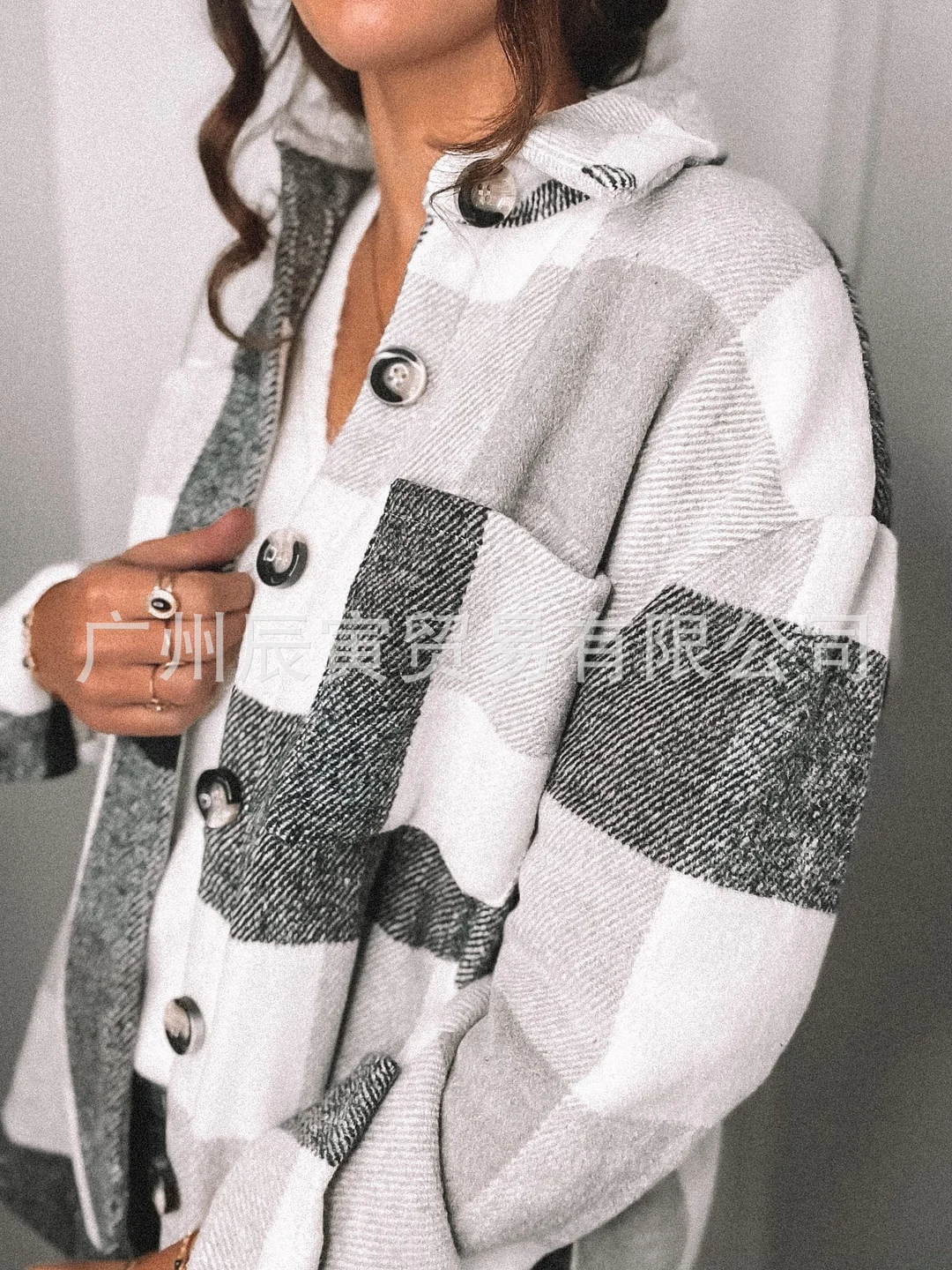 Woherb The Ins Autumn Urban Leisure Long Sleeve Lapel Loose Female Shirt Plaid Wool Coat-Outfit Ideas