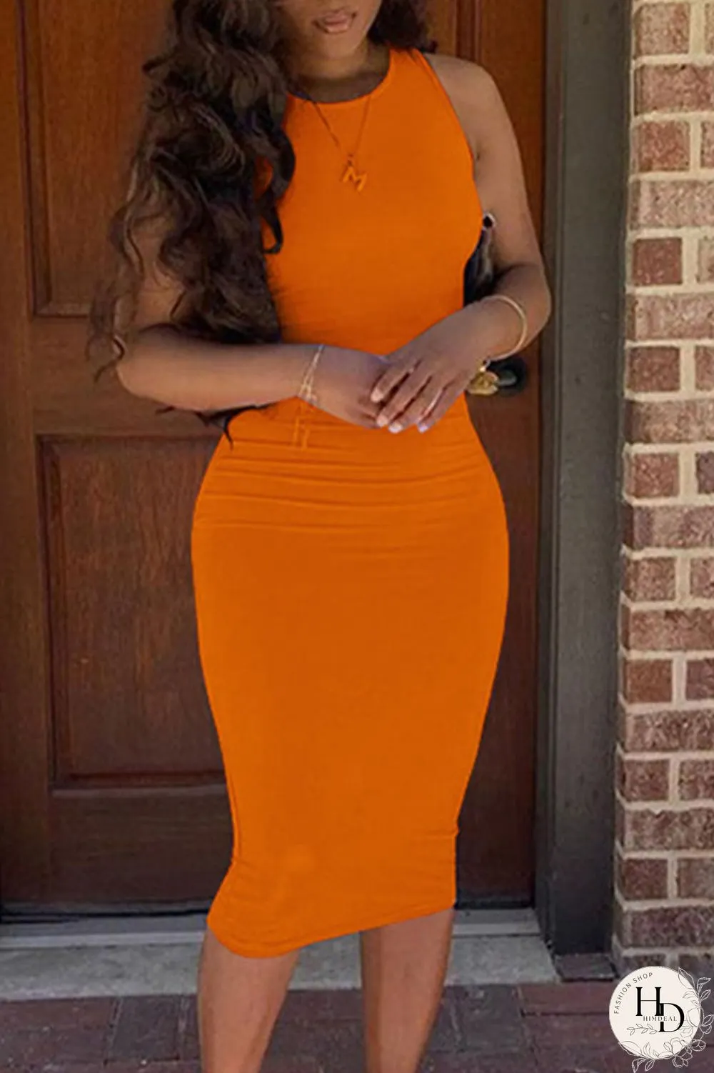 Cyan Casual Solid Split Joint O Neck Pencil Skirt Dresses