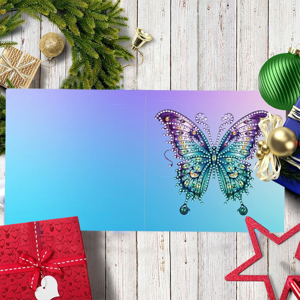 6pcs DIY Butterfly Special Shape Diamond Painting Greeting Card Kit【With White Envelope】