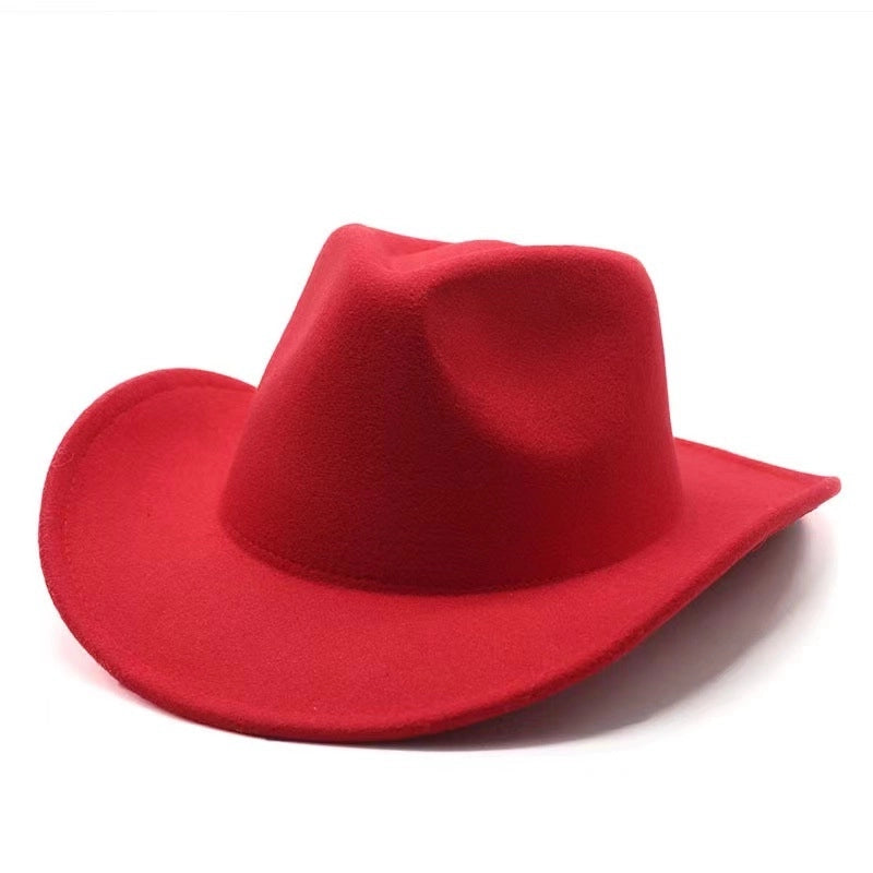 Top Hat Western Cowboy Hat Rolled Eaves Bump Top Retro Riding Hat Men’s And Women’s Woolen Felt Hat