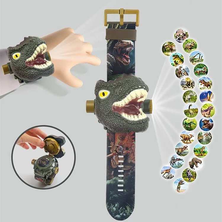Dinosaur Flip Top Watch with Slide Projector 24 Species Pattern