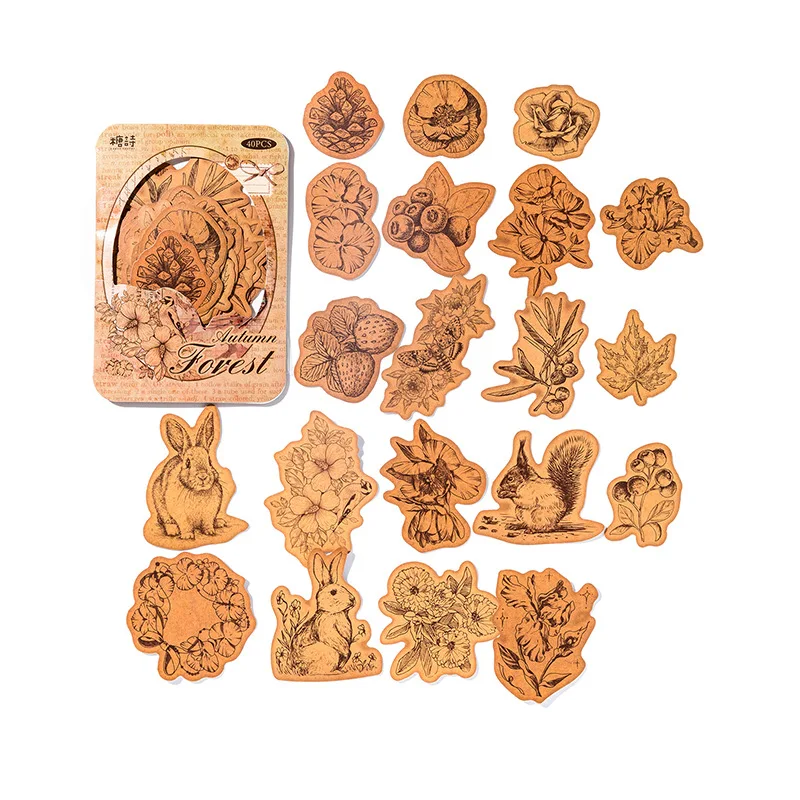 Sticker - Gentle Wind Series Vintage Flower Butterfly Landscaping Material Collage 