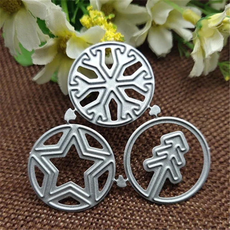 3Pcs Christmas tree circle Metal Cutting Dies Stencils For DIY Scrapbooking Decorative Embossing Handcraft Die Cutting Template