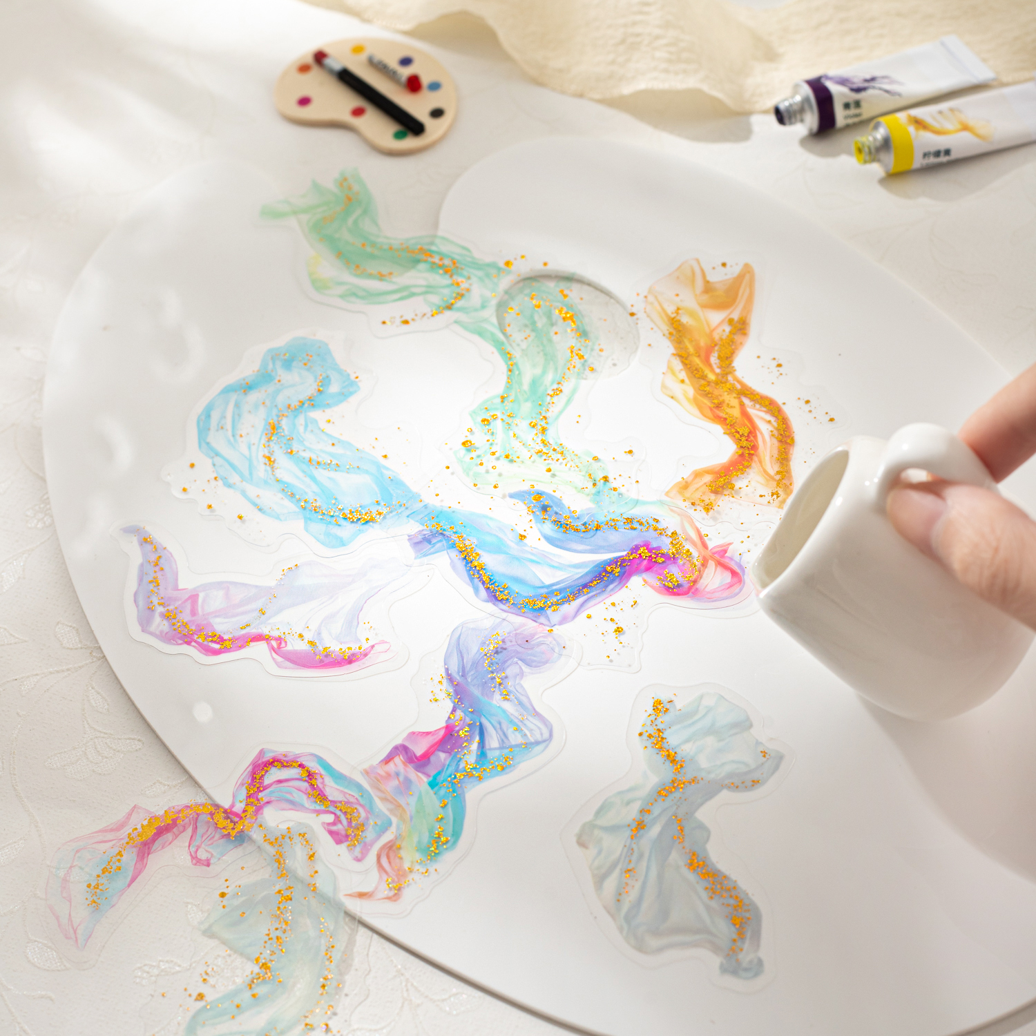 PET 스티커 - 거즈 앤 골드 시리즈 빈티지 브론징 스머지