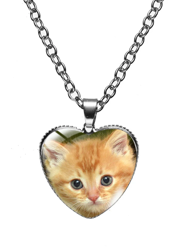 Lovely Cat Heart Pendant Necklace