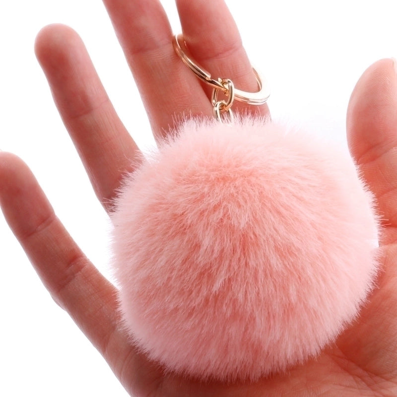 Fashion 7cm Imitation Rex Rabbit Fur Small Ball Keychain