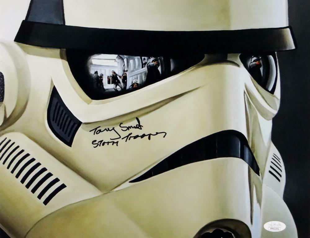 Tony Smith Autographed 11x14 Mask Close Up Photo Poster painting w/ Stormtrooper-JSA Auth *Black