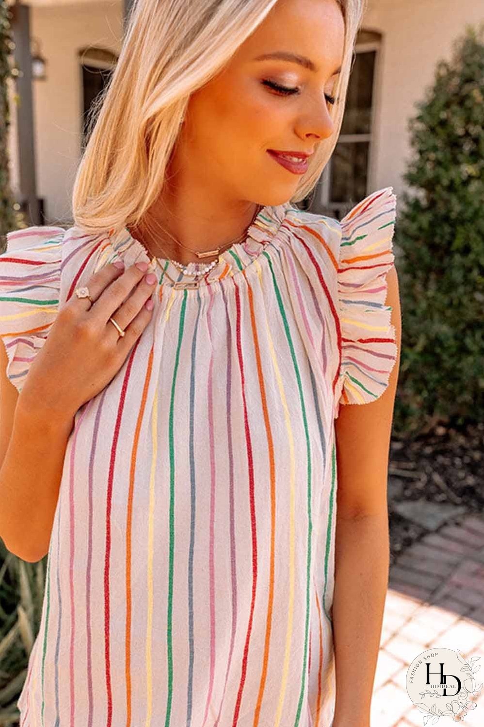 Summer Chic Striped Ruffle Sleeve Tank Top