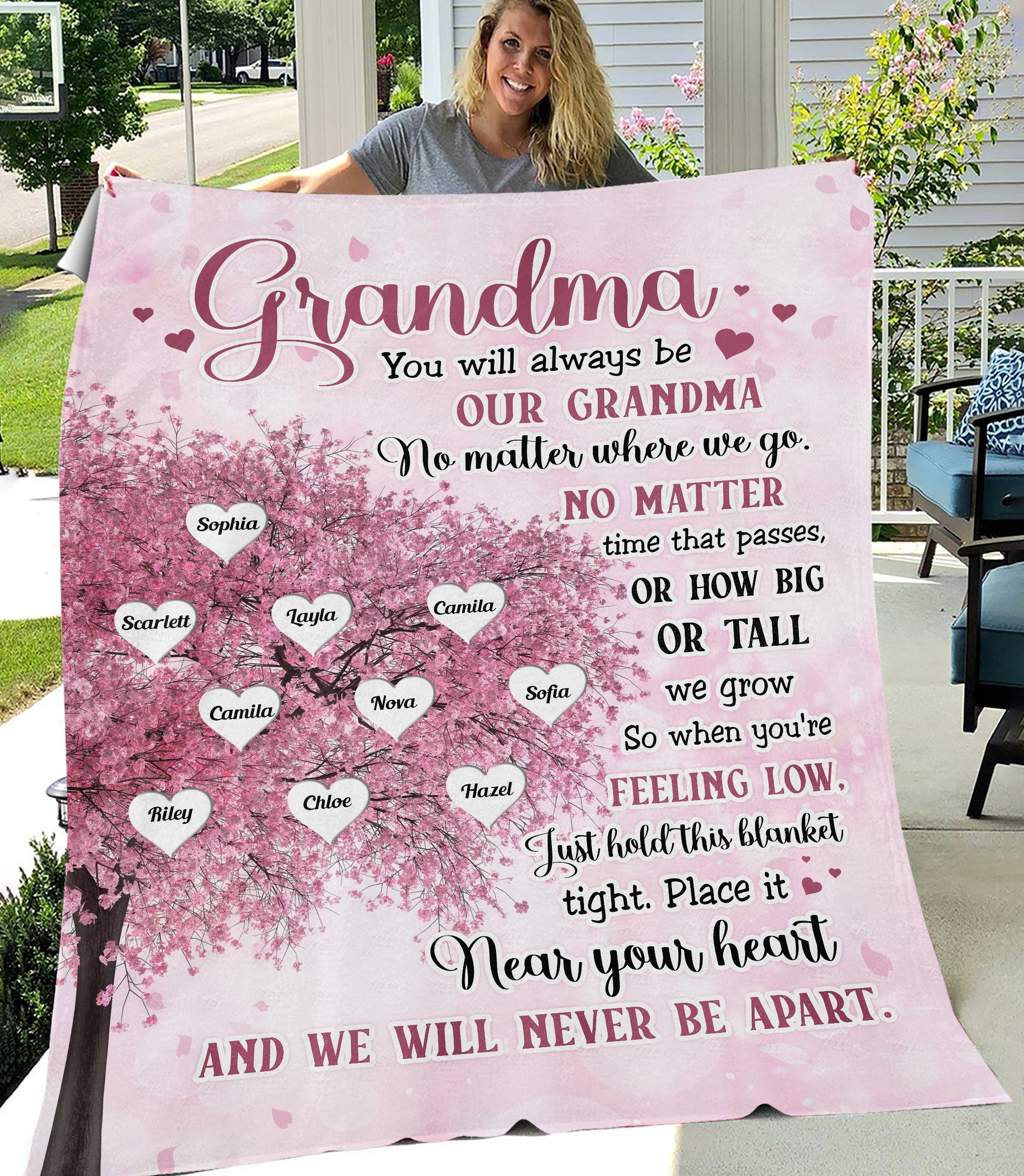 Loveyoufancy We Will Never Be Apart Grandma - Personalized Blanket - Birthday Mother's Day Gift For Mom, Grandma, Nana
