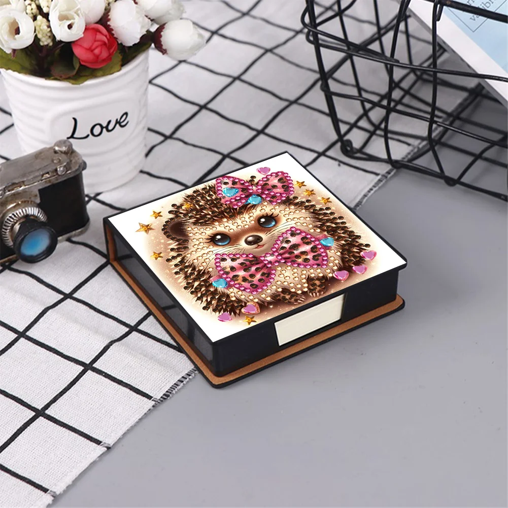 PU 5D Diamond Painting Kit Note Box DIY Diamond Art Notepad Box (Hedgehog)