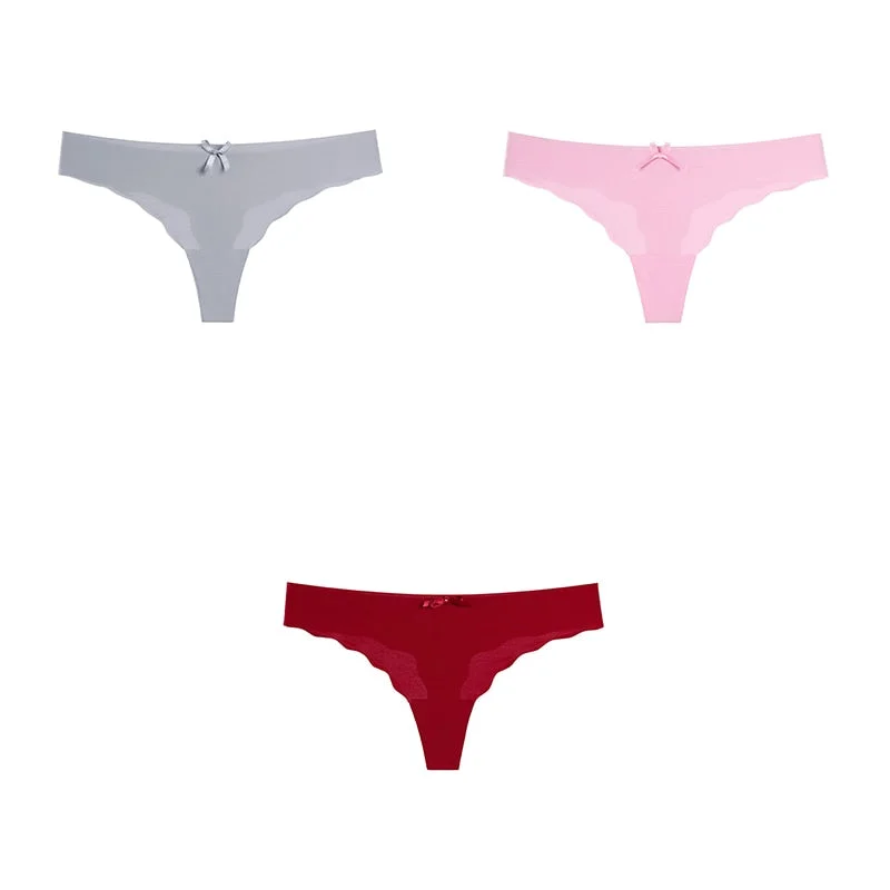 3 Pcs Sexy Lingerie Woman Underwear Seamless Sports Panties Female Thong G-string Thongs For Woman Underwear Ice Silk BANNIROU