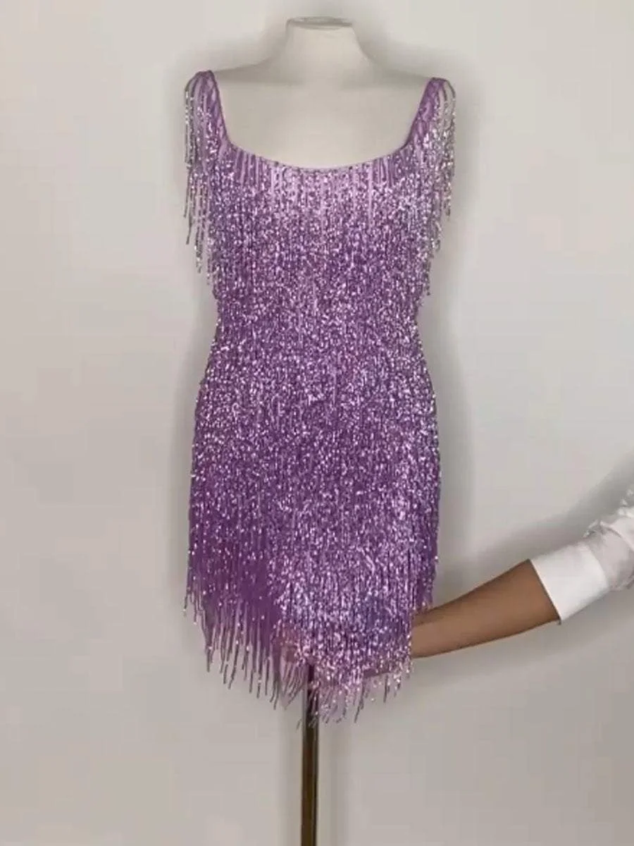 Shiny Tassel Party Dress