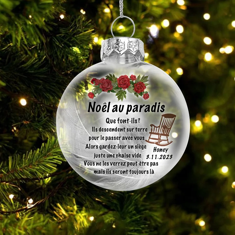 Boule transparente commémorative Ornements Noël Prénom et Date Personnalisés Jessemade FR