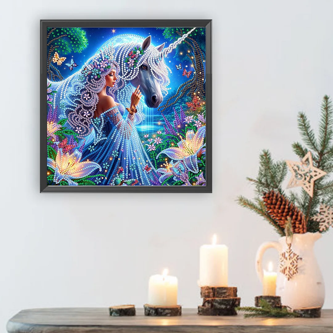 Unicorn Beauty - Diamond Painting - Partial Special Shaped Drill(Canvas|30*30cm)
