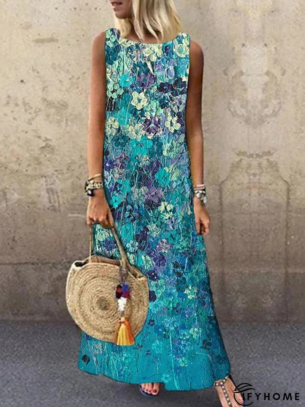 Resort Floral-Print Weaving Dress | IFYHOME