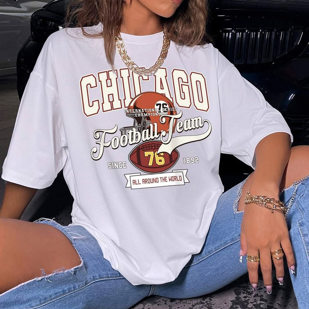 Women's Chicago Football Team Cotton Oversized T-Shirt