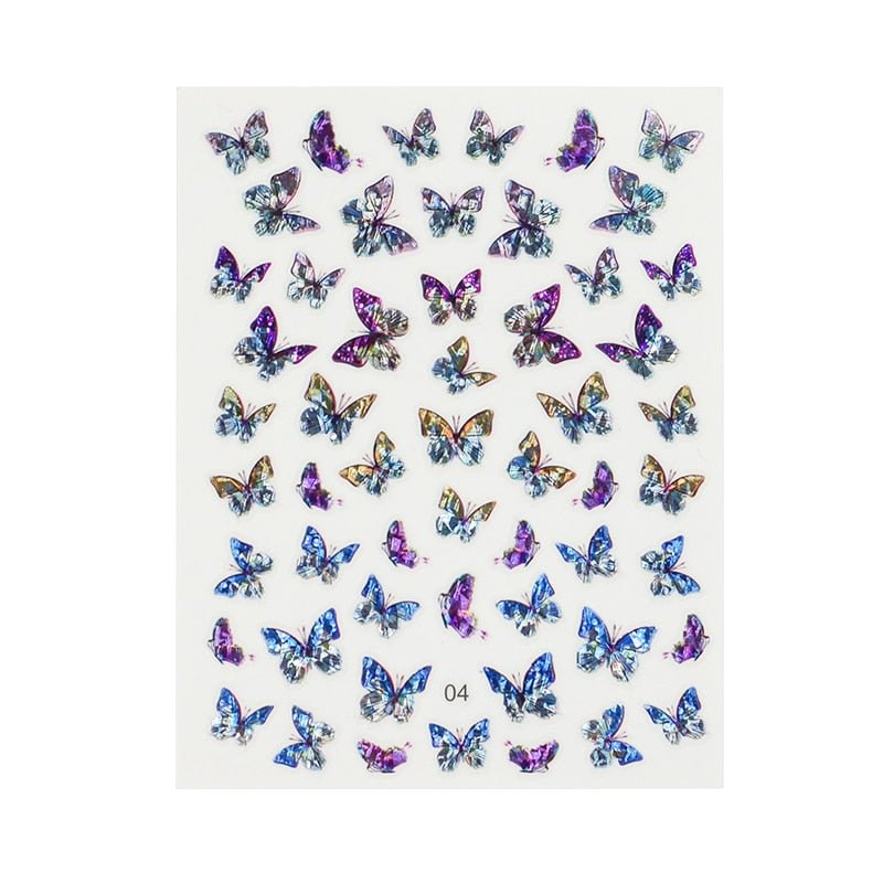 1pc Shiny 3D Butterfly Nail Art Stickers Adhesive Sliders Colorful DIY Golden Nail Transfer Decals Foils Wraps Decorations