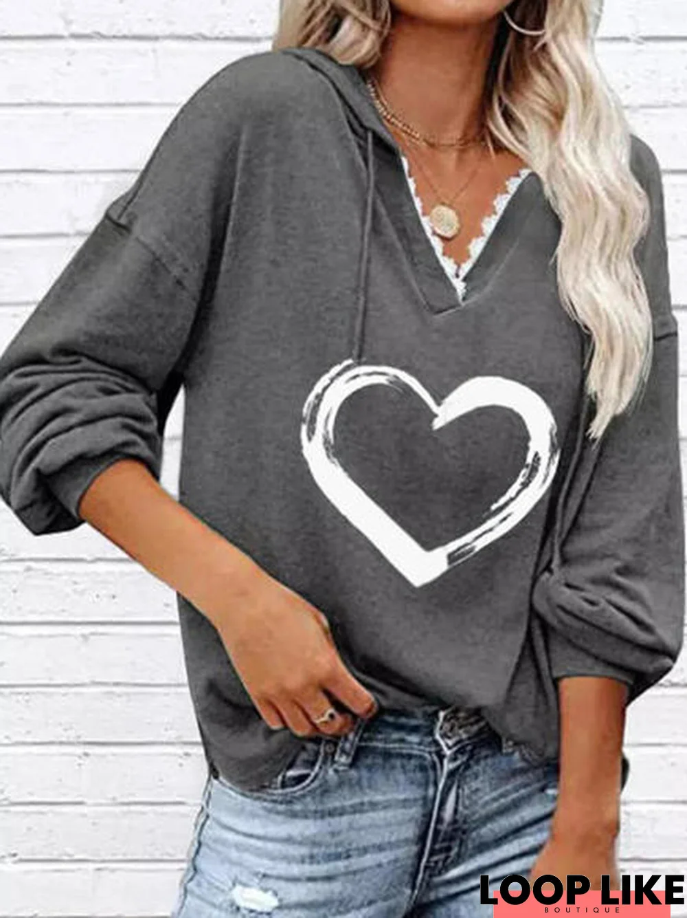 Cotton Blends Casual Sweatshirt