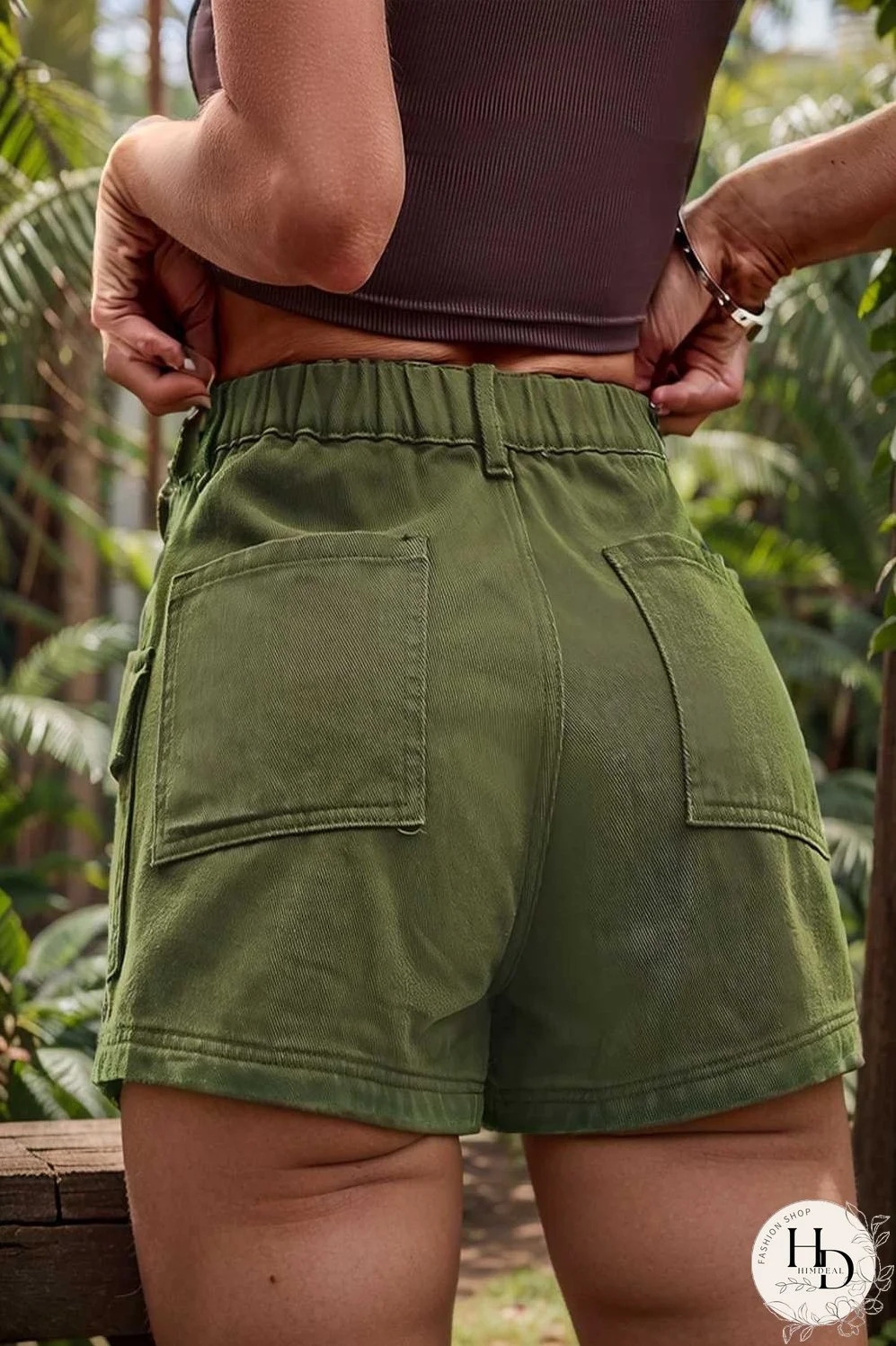 sexy button pocket denim cargo pants