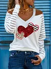 Off Shoulder Top Woman Print T-shirt