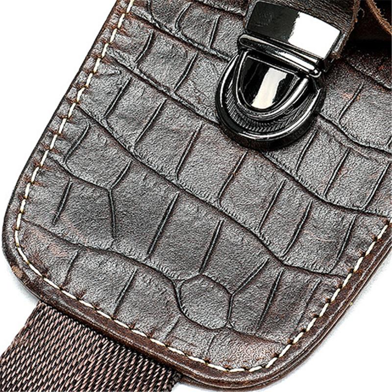 Mens Alligator Pattern Cow Leather Crossbody Bag Chest Bag