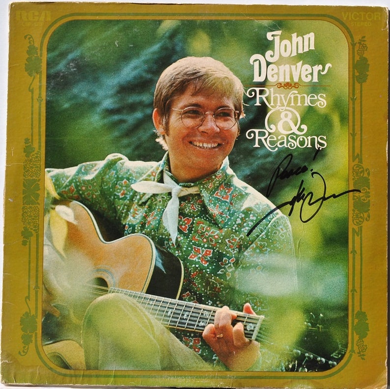 JOHN DENVER SIGNED Album Rhymes & Reasons Henry John Deutschendorf Jr. wcoa